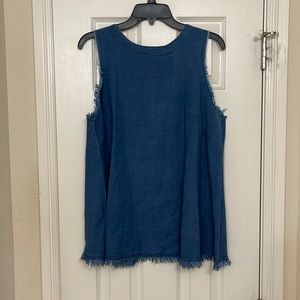 Brand new Crazy Train denim tank with frey